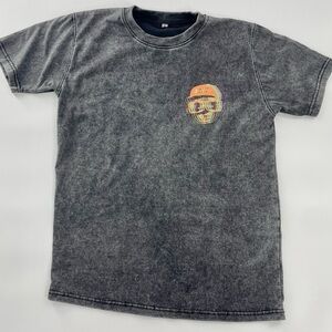 Grey Neon Graphic T-shirt Men S Black Acid Wash Short Sleeve Music 90s hip hop